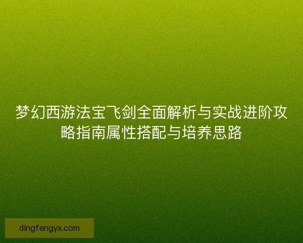 梦幻西游法宝飞剑全面解析与实战进阶攻略指南属性搭配与培养思路